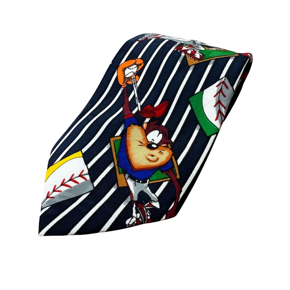 Vintage Looney Tunes Mania‎ Necktie Taz Baseball Striped Novelty Men's Tie